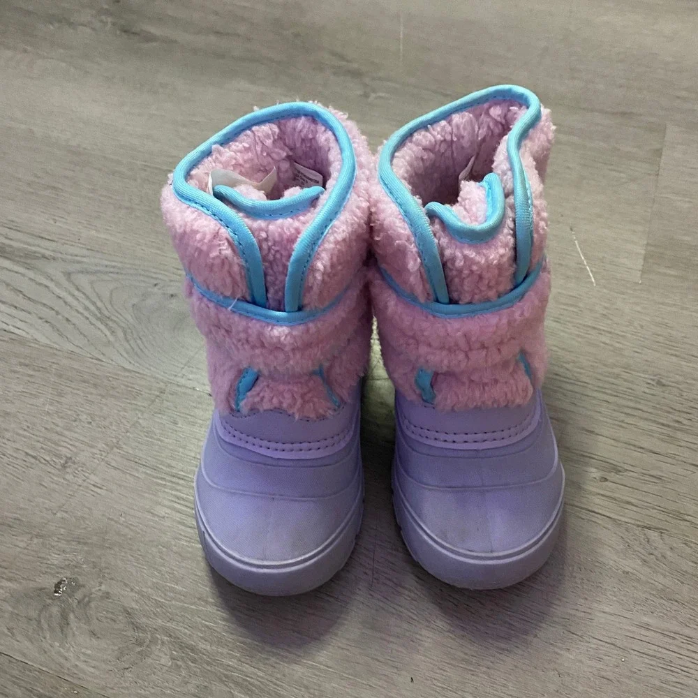 Ozark Trail Snow Boots Kids Size 8 Purple Pink Faux Shearling Waterproof Winter
